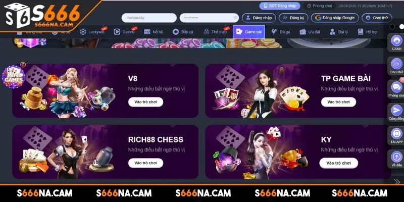 Rất nhiều các tựa game phổ biến tại sảnh game bài